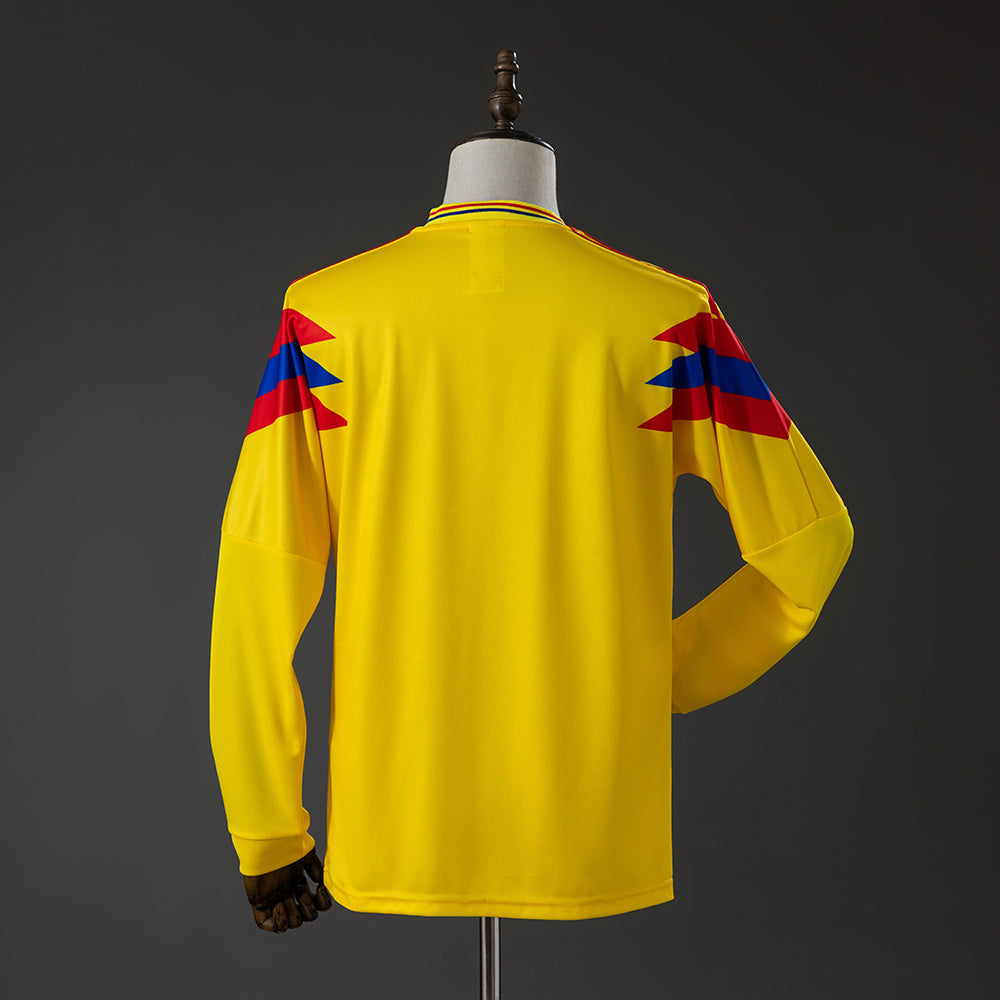 Camisa I Manga Longa Retrõ Seleção Colombia 90/91 Modelo Torcedor