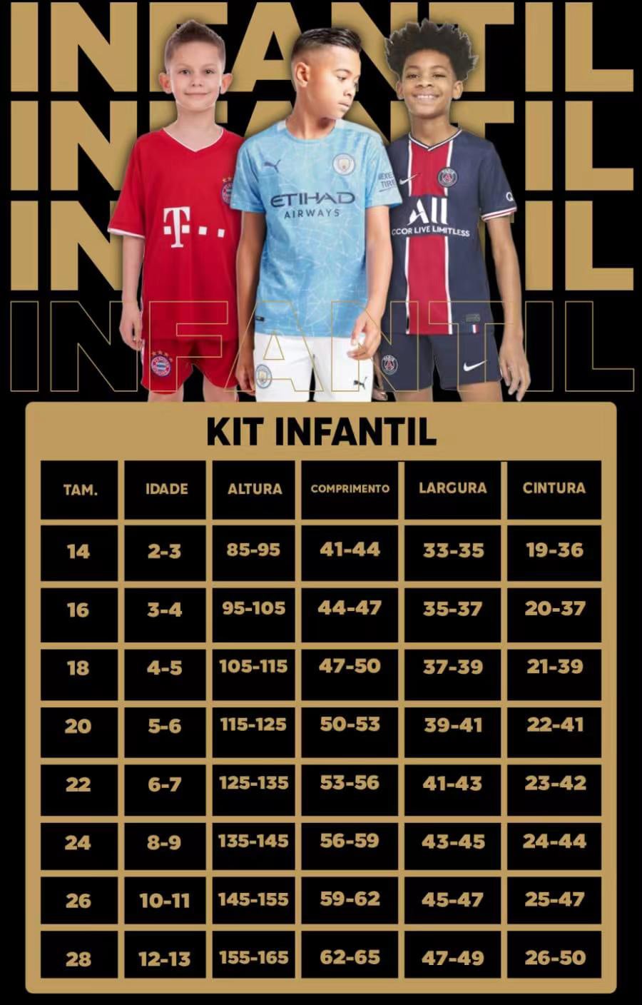 Kit Infantil Camisa I Seleção Brasil 26/27